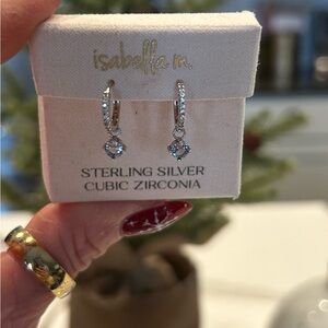 Isabella M Sterling Silver Earrings with Blue Zirconia